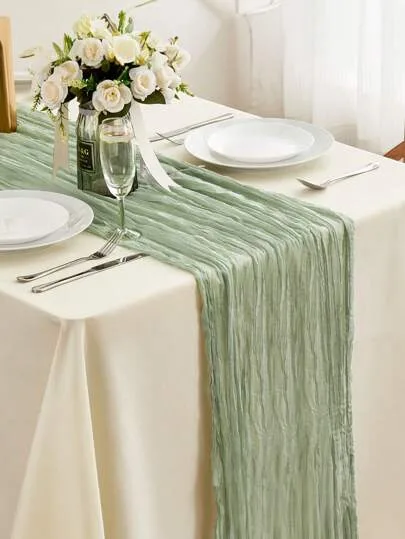 قطعة واحدة، مناديل طاولة بوليستر بوهيمية من الخيط المنسوج - 90 * 180 سم، جرار الطاولة الجوي المطوي، غطاء طاولة بلون صلب، نسيج جرار طاولة لتزيين المكتب في العطلات، وتزيين المنزل، وزخرفة طاولة الطعام والغرفة، وزخرفة الزفاف.