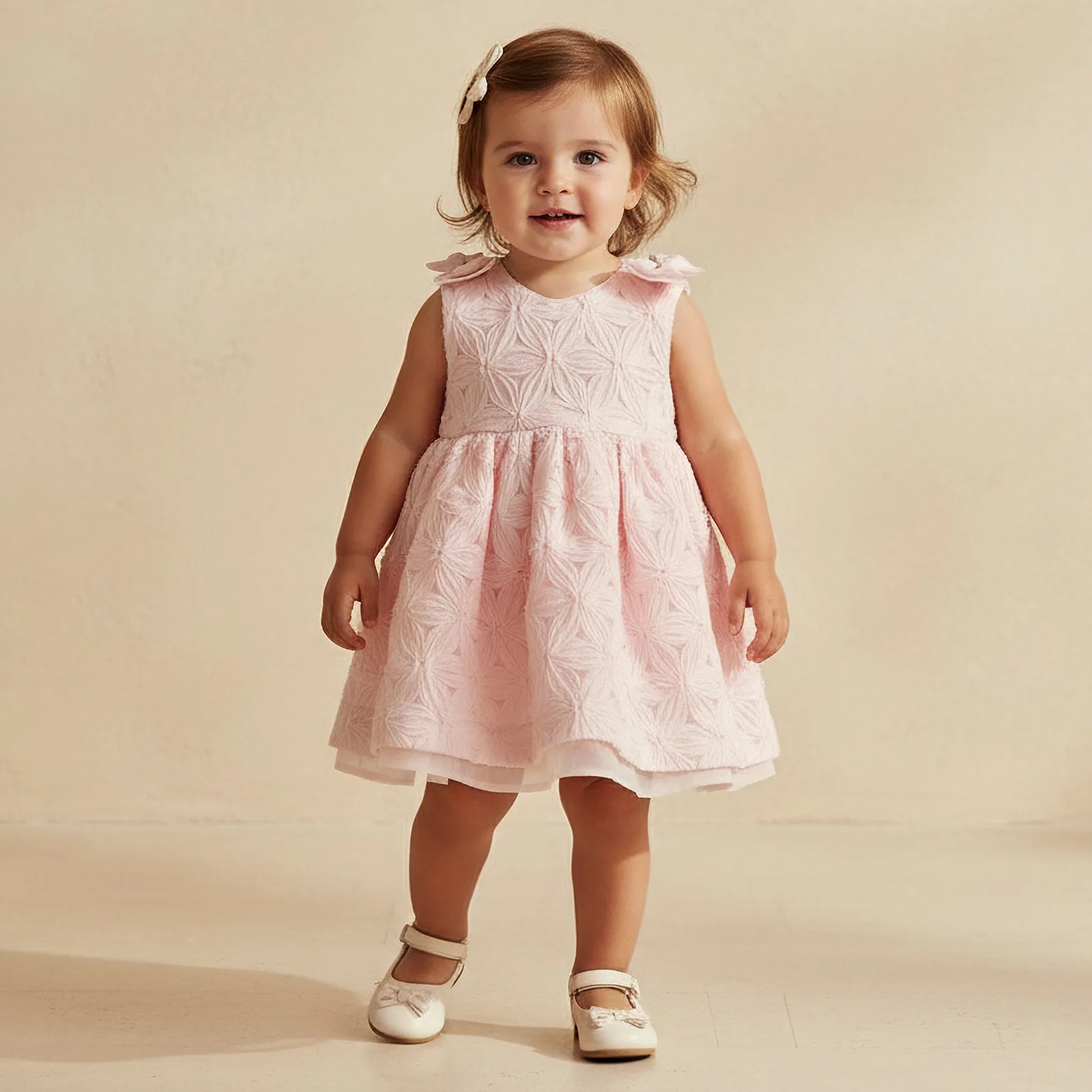 فێستانی A-line بێ قۆل و ڤی-نێک، بە دەنتهیل و پەرتووک Giggles